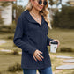 Full Size Cable-Knit Hooded Blouse