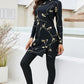 Women's BEACHIN' Floral Slit Long Sleeve Swim Dress and Leggings Set