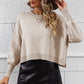 Round Neck Dropped Shoulder Pullover Sweater