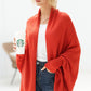 One Size Dolman Sleeve Open Front Ribbed Trim Longline Cardigan