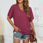 Full Size V-Neck Side Ruched Tee