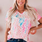 Leopard V-Neck Short Sleeve Tee Shirt
