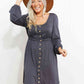 Full Size Scoop Neck Empire Waist Long Sleeve Mini Dress
