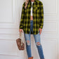 Plaid Button Up Dropped Shoulder Outerwear