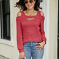 Full Size Cold Shoulder Cutout Square Neck Blouse