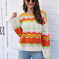 Openwork Round Neck Knit Top