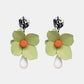 Bloosm Flower and Teardrop Resin Dangle Earrings