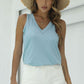 Women's Pastel Blue Basic V-Neck Tank