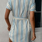 Women's Striped Johnny Collar Tie-Waist Dress