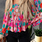 Floral Smocked Ruffled Balloon Sleeve Blouse