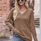 V-Neck Long Sleeve Ribbed Top
