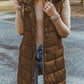 Full Size Longline Hooded Sleeveless Puffer Vest