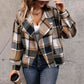 Plaid Collared Neck Long Sleeve Jacket