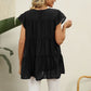 Full Size Swiss Dot Round Neck Tiered Blouse