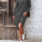 Striped Zip Front Hooded Dress