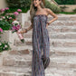 Tied Printed Tube Wide Leg Jumpsuit