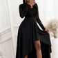 Full Size Lace High-Low V-Neck Dress