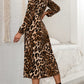 Leopard Button Down V-Neck Dress