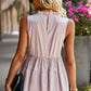 Dotted Frill Trim Sleeveless Tiered Top