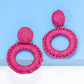 Round Shape Raffia Grass Dangle Earrings