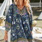 BOHO NOW Bohemian Tie Neck Balloon Sleeve Dress