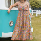 Emma Floral Drawstring Ruffle Hem Maxi Dress
