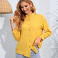 Malibu Dreams Mock Neck Buttoned Long Sleeve Shirt