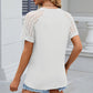 Openwork Round Neck Short Sleeve T-Shirt