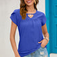 Eyelet Round Neck Short Sleeve T-Shirt