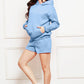 Drop Shoulder Long Sleeve Hoodie and Shorts Set