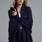 One Size Dolman Sleeve Open Front Ribbed Trim Longline Cardigan
