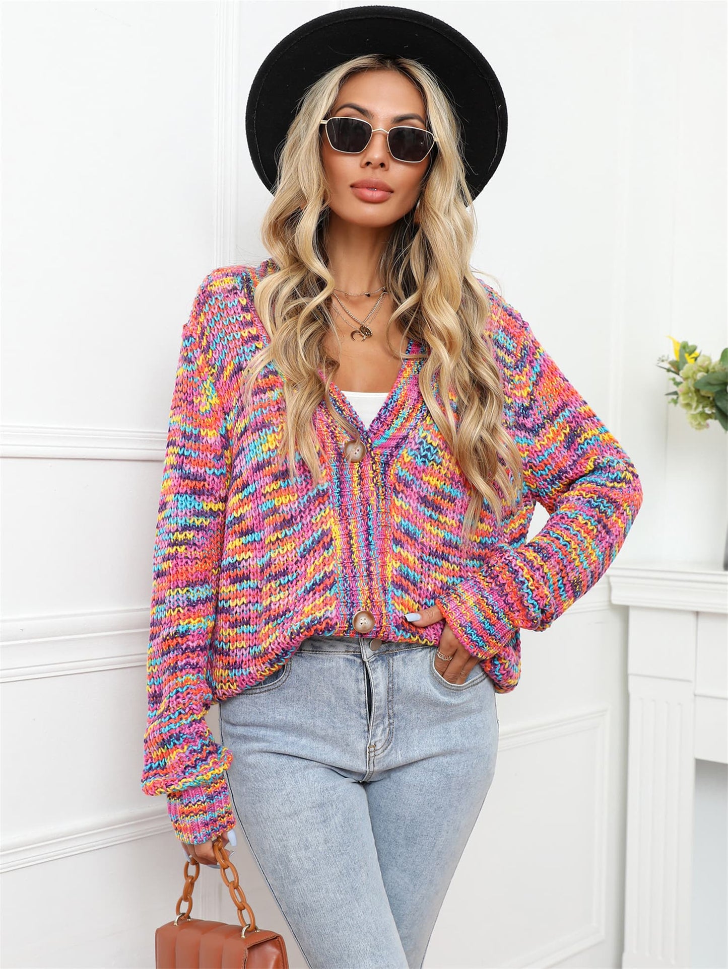 V-Neck Long Sleeve Cardigan