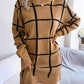 Women's Clarisia Plaid Round Neck Dropped Shoulder Sweater Dress