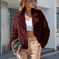 Plush Open Front Dropped Shoulder Jacket
