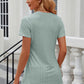 Eyelet Slit Round Neck Short Sleeve T-Shirt