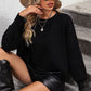 Round Neck Dropped Shoulder Pullover Sweater