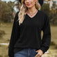 Textured V-Neck Dropped Shoulder T-Shirt