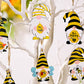 Hanging 3-Pack Bee Themed Wood Gnome Ornaments