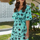 Backless Ruffled Printed V-Neck Dress