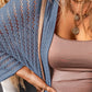 Openwork Open Front Long Sleeve Cardigan