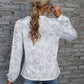 Leopard V-Neck Decorative Button Long Sleeve Blouse