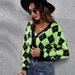 Fashion Mood Geometric Button Up Long Sleeve Cardigan