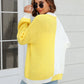 Sophia & Grace Open Front Contrast Color Balloon Sleeve Cardigan