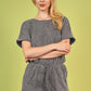Round Neck Short Sleeve Romper with Pockets