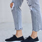 Forever Link Black Flat Round Toe Lace-Up Sneakers