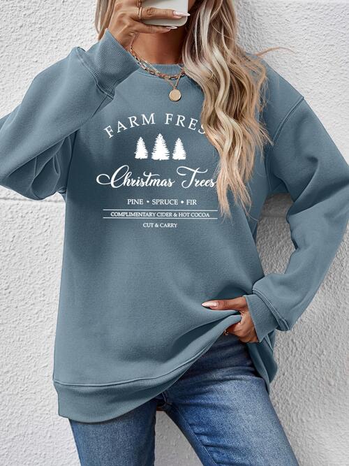 CHRISTMAS Graphic Round Neck Dropped Shoulder Sweatshirt