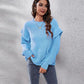 Ruffled Round Neck Dropped Shoulder Sweater