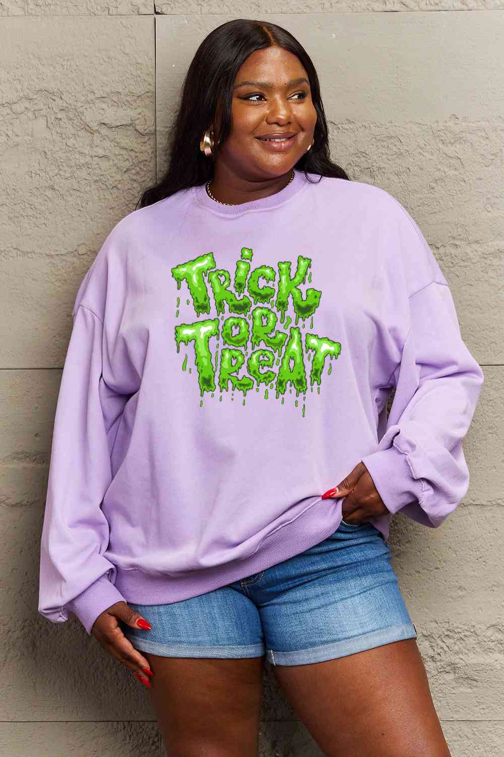 Simply Love Full Size TRICK OR TREAT Graphic Sweatshirt