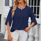 Round Neck Slit Half Sleeve Top