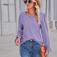 Full Size Eyelet V-Neck Flounce Sleeve Blouse